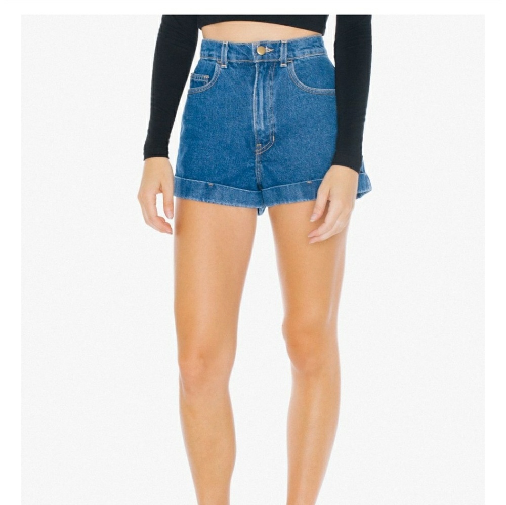 Denim high waist cuff short